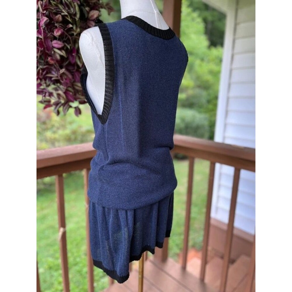 Nanette Lepore Small Navy Knit Keyhole Sleeveless Sweater Dress - Picture 4 of 6